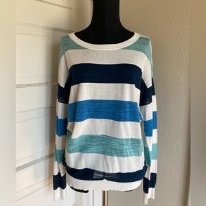 DKNY- Shades of Blue Striped Summer Weight Sweater